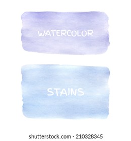 Set of watercolor stains. Realistic vector graphics. Hand drawn watercolor elements for design. Colorful abstract vector stains on the white background. Watercolor banners.