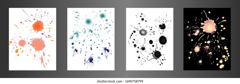 Set of watercolor stains. Vector illustration. Dirty artistic design elements.