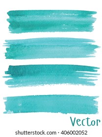 Set of watercolor stripes. Spots on a white background. Watercolor background. Blue. Vector.