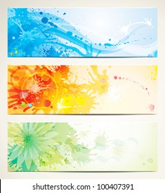 Set of watercolor style header banners. (EPS 10)