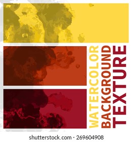 Set watercolor texture backgrounds (red, orange, yellow)