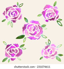 Set of watercolor textured flowers