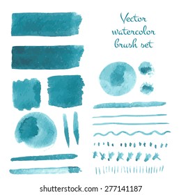 Set Of Watercolor Vector Brush Strokes.