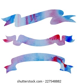 set of watercolor vector ribbons