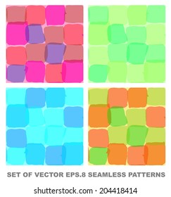 Set of Watercolor Vector Seamless Patterns EPS8