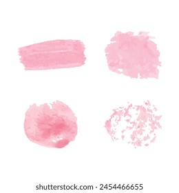 Set of watercolor vector strokes, brushes for painting pink color