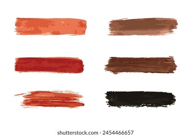 Set of watercolor vector strokes, brushes for painting brown and black colors