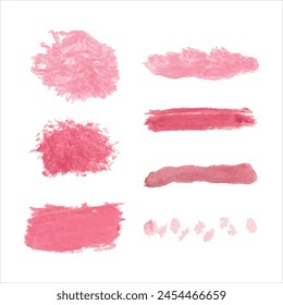 Set von Aquarell-Vektorgrafik-Striche, Pinsel zum Malen von rosa Farbe
