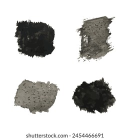 Set of watercolor vector strokes, brushes for painting black color