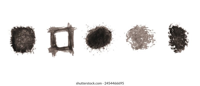 Set of watercolor vector strokes, brushes for painting black color