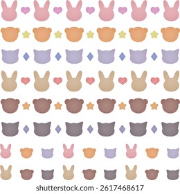 set of watercolored fluffy animal line
