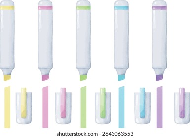 Set of watercolor-style fluorescent pens