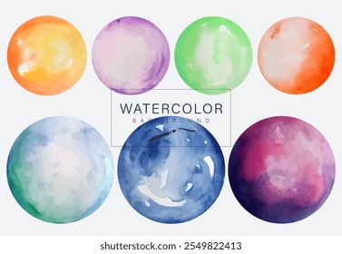 Set of watercolour style sphere backgrounds in vector.