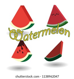 a set watermelon 3d logo emblem