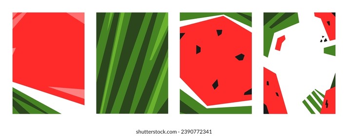 set of watermelon abstract background. vertical background. flat vector illustration.