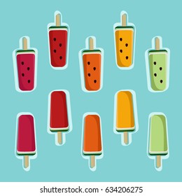 Set of watermelon ice pops - vector illustration