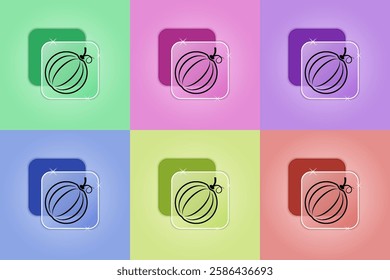 Set of watermelon icons in different colors. Healthy eating concept. Vector icon in Glassmorphism style for business and advertising. Modern vector illustration.