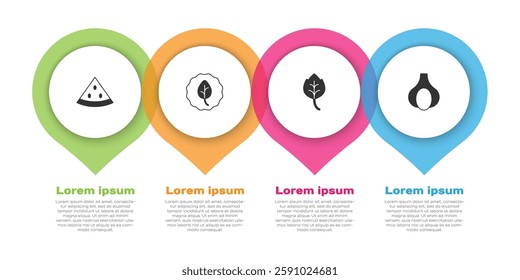 Set Watermelon, Leaf or leaves,  and Garlic. Business infographic template. Vector