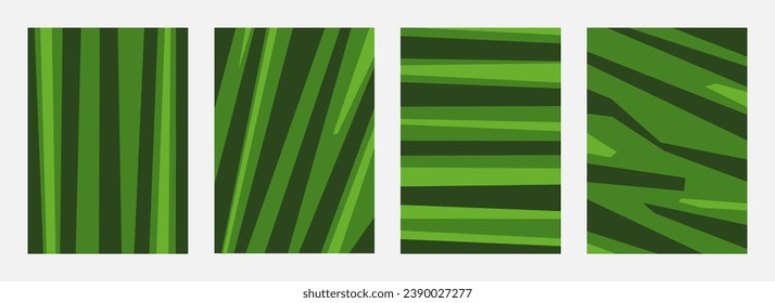 set of watermelon skin pattern striped abstract background. vertical. flat vector illustration.