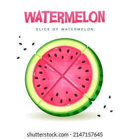 Set of watermelon slices isolated on white background. Vector watermelon illustration