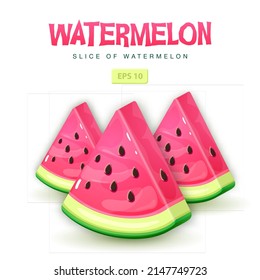 Set of watermelon slices isolated on white background. Vector watermelon illustration