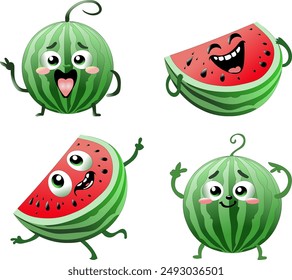 A set of watermelons dancing the polka, begging to be eaten quickly