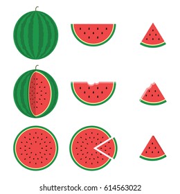 Set of watermelons. Isolated vector illustration on white background.