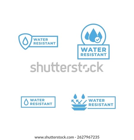 Set of Waterproof or water resistant icon vector illustration.
