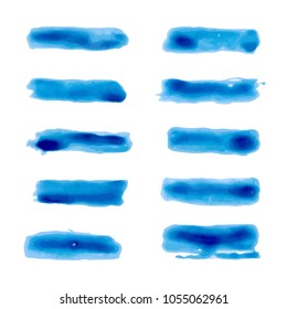 Set of watetercolor horizontal brushes