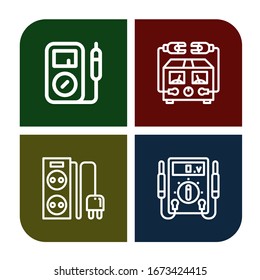 Set of watt icons. Such as Multimeter, Electric meter, Power strip , watt icons