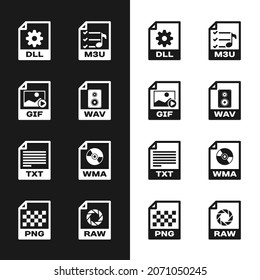 Establezca el documento de archivo WAV, el archivo GIF, el archivo DLL, el icono M3U, TXT y el icono WMA. Vector