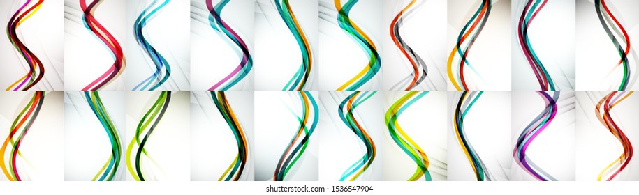 Set of wave abstract backgrounds. Modern templates for cover design for brochures, web banners, flyers. Vector art