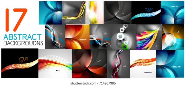 Set of wave abstract backgrounds. Vector modern templates
