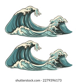 set of wave arts vector illustration