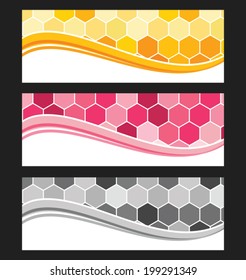 Set of wave background banner or header. Vector illustration. 