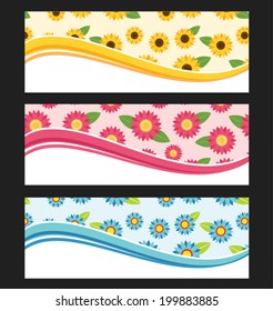 Set of wave background banner or header. Vector illustration.