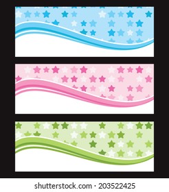 Set of wave background banner or header. Vector illustration.