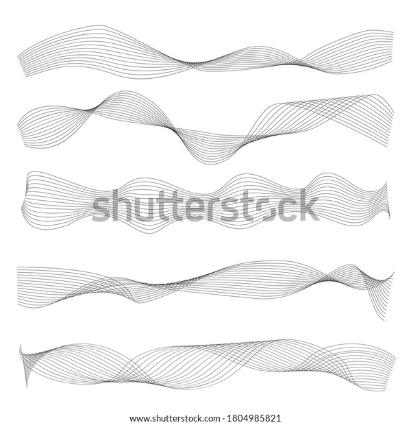 Set Wave Borders Wavy Lines Symbols Stock Vector (Royalty Free ...