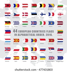 set of wave buttons with European countries flags