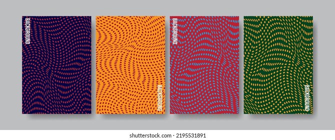 Conjunto de diseño de plantilla de semitono de color de onda en tamaño A4