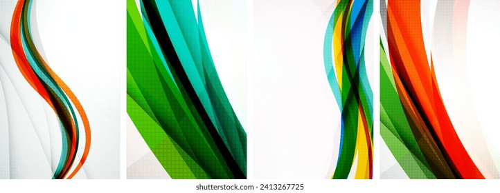 Conjunto de afiches de fondo de diseño de ondas. Ilustración vectorial para fondo de escritorio, pancarta, fondo, tarjeta, ilustración del libro, página de inicio