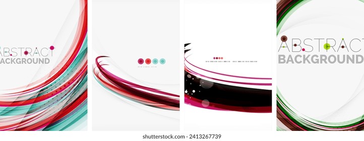 Conjunto de afiches de fondo de diseño de ondas. Ilustración vectorial para fondo de escritorio, pancarta, fondo, tarjeta, ilustración del libro, página de inicio