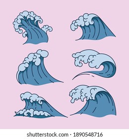 Set of Wave design in japanese style
