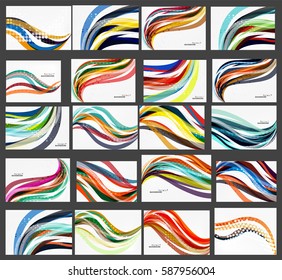 Set of wave elegant modern geometrical templates, vector abstract backgrounds