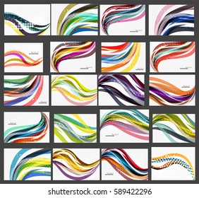 Set of wave elegant modern geometrical templates, vector abstract backgrounds