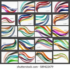 Set of wave elegant modern geometrical templates, vector abstract backgrounds
