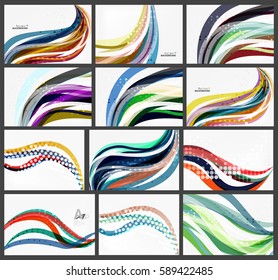 Set of wave elegant modern geometrical templates, vector abstract backgrounds