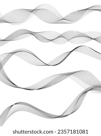 Set of wave elements. Vector illustration of multiple wavy lines. Abstract vector background with smooth wave. Smoke wavy lines.