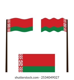 Set Of Wave Flag of Belarus