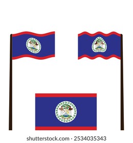 Set Of Wave Flag Of Belize